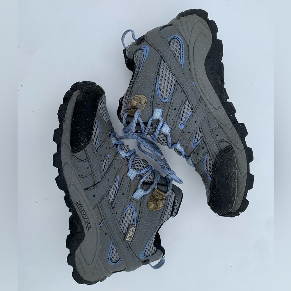 Merrell Kids Gray and Light Blue Hiking Shoes